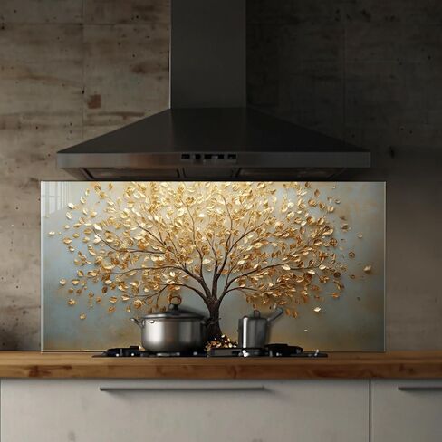Roggmard Kitchen Backsplash ، غطاء خلفي للموقد ، بلاط الزجاج المقسّر من الزجاج ، واقي دفاع غلاف المطبخ ، ديكور المطبخ المنزلي (30x17.7 '-(76 × 45 سم)) in Kuwait