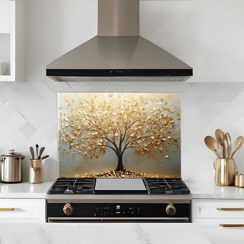 Roggmard Kitchen Backsplash ، غطاء خلفي للموقد ، بلاط الزجاج المقسّر من الزجاج ، واقي دفاع غلاف المطبخ ، ديكور المطبخ المنزلي (30x17.7 '-(76 × 45 سم)) in Kuwait