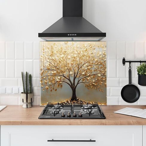 Roggmard Kitchen Backsplash ، غطاء خلفي للموقد ، بلاط الزجاج المقسّر من الزجاج ، واقي دفاع غلاف المطبخ ، ديكور المطبخ المنزلي (30x17.7 '-(76 × 45 سم)) in Kuwait