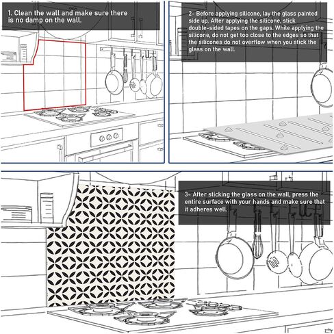 Roggmard Kitchen Backsplash ، غطاء خلفي للموقد ، بلاط الزجاج المقسّر من الزجاج ، واقي دفاع غلاف المطبخ ، ديكور المطبخ المنزلي (30x17.7 '-(76 × 45 سم)) in Kuwait
