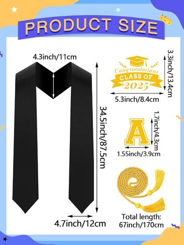 JULBEAR Graduation Stole Class of 2024, Graduation Cord DIY White Graduation Stole Gold Honor Cord Unisex Adult Graduation Sash with 8 Sheets Iron on Letters Patterns Number Patches (White) in Saudi Arabia