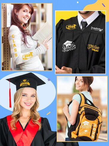 JULBEAR Graduation Stole Class of 2024, Graduation Cord DIY White Graduation Stole Gold Honor Cord Unisex Adult Graduation Sash with 8 Sheets Iron on Letters Patterns Number Patches (White) in Saudi Arabia