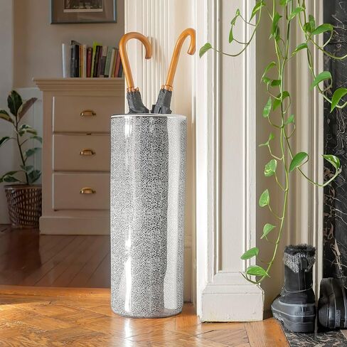 Oriental Furniture 24" Pure Silver Porcelain Umbrella Stand in Saudi Arabia
