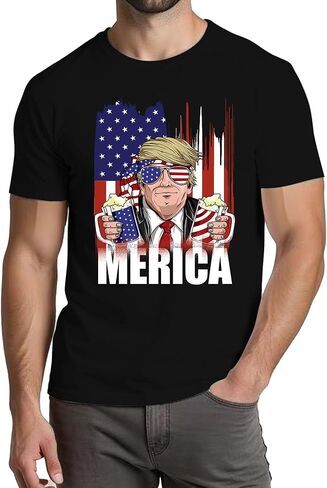 4th of July Shirts for Men:Independence Day American Flag Patriotic Higher Quality Short Sleeve T-Shirt in Saudi Arabia