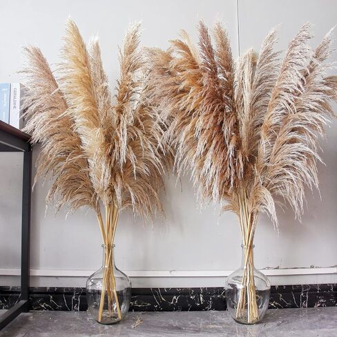 46" inch 10 Stems Natural Pampas Grass Decor Tall, Pompas Grass, Tall Pampas Grass for Weddingm, Farmhouse, Boho Home Decor (Beige) in Saudi Arabia