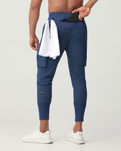 Men's Cargo Jogger Pants with Zipper Pockets,Waist Drawstring & Tapered Legs Sweatpants-Includes Sports Headband in Saudi Arabia