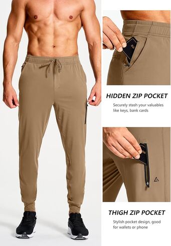 Men's Joggers Pants with Zipper Pockets Sweatpants Athletic Track Running Golf Workout Gym Pants for Men in Saudi Arabia