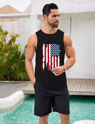 قمم دبابات الشاطئ Mens Summer Hawaii Vacation Graphic Muscle Palm Tree Shirts in Kuwait