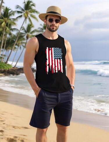 قمم دبابات الشاطئ Mens Summer Hawaii Vacation Graphic Muscle Palm Tree Shirts in Kuwait