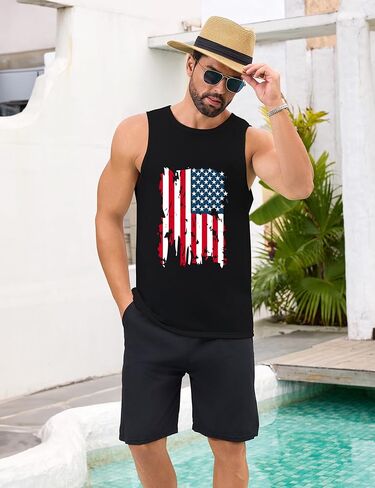 قمم دبابات الشاطئ Mens Summer Hawaii Vacation Graphic Muscle Palm Tree Shirts in Kuwait