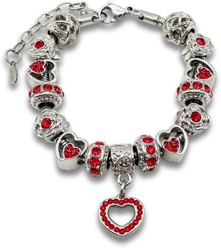 BELLA'S YARD Birthstone Bracelets, Gifts for her, Charm Bracelet for Women, 100% Stainless Steel, Water & Tarnish Resistant, Ideal Anniversary or Birthday Gift for Wife, Jewelry for Mom Girlfriend, 15 Charms Included - Adjustable, Includes Velvet Bag, Sim in Saudi Arabia