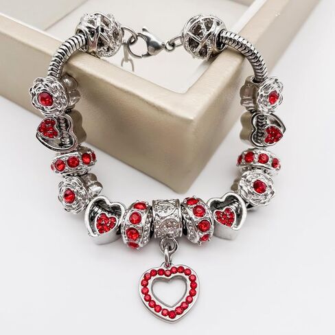 BELLA'S YARD Birthstone Bracelets, Gifts for her, Charm Bracelet for Women, 100% Stainless Steel, Water & Tarnish Resistant, Ideal Anniversary or Birthday Gift for Wife, Jewelry for Mom Girlfriend, 15 Charms Included - Adjustable, Includes Velvet Bag, Sim in Saudi Arabia