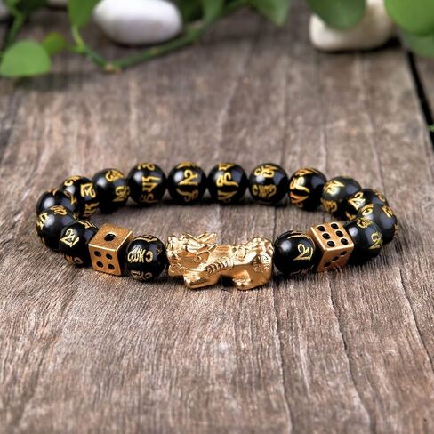 Buddha & Karma Double-Headed Golden Dragon Bracelet – Wealth, Strength & Protection in Saudi Arabia