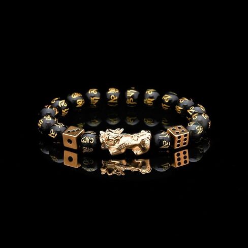 Buddha & Karma Double-Headed Golden Dragon Bracelet – Wealth, Strength & Protection in Saudi Arabia