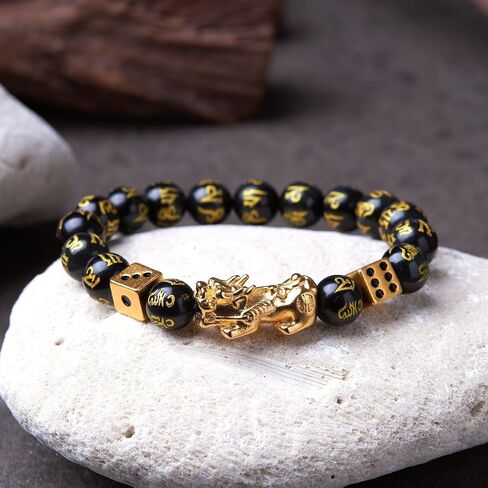 Buddha & Karma Double-Headed Golden Dragon Bracelet – Wealth, Strength & Protection in Saudi Arabia