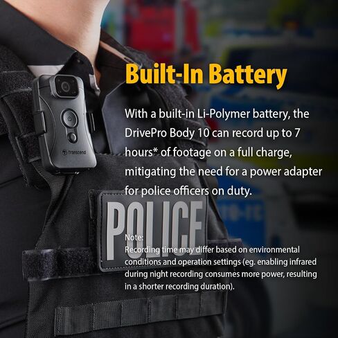 Transcend TS128GDPB40A DrivePro Body Camera 40 with 128GB Memory, 2K QHD 1440P 60fps, IP68 Rating, Wi-Fi, GPS, Electronic Image Stabilization and 11-Hour Battery Life in Kuwait