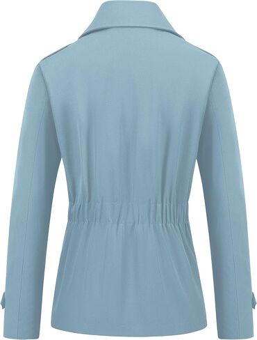 CREATMO US Women's Cropped Trench Coat Classic Double Breasted Lapel Jacket Water Repellent Outerwear in Saudi Arabia
