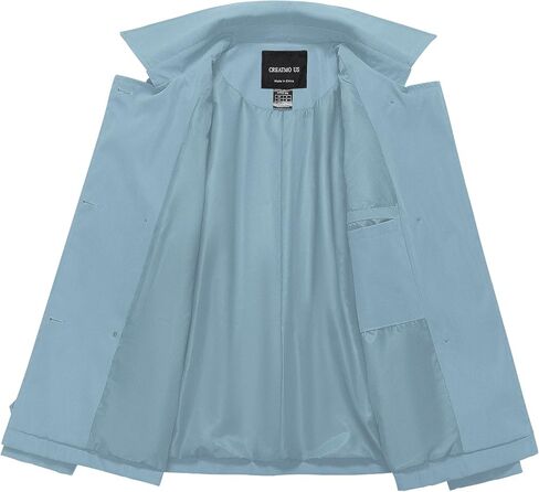 CREATMO US Women's Cropped Trench Coat Classic Double Breasted Lapel Jacket Water Repellent Outerwear in Saudi Arabia