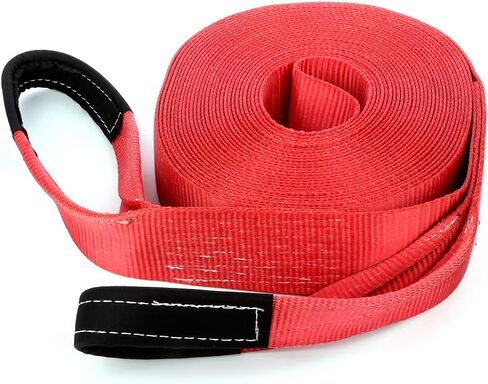 Heavy Duty Tie Downs Straps(3 inch x 65 ft),17500 LBs Red Tow Strap,for Vehicle Recovery in Saudi Arabia