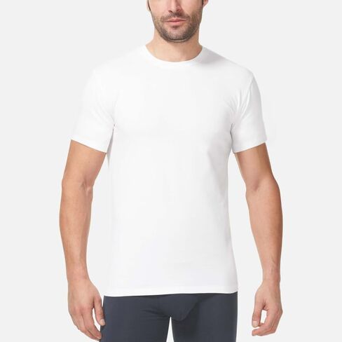 Tommy John Men's Slim Fit Neck Undershirt ، نسيج قطني بارد ، تي شيرت نحيف مع تصميم Tuck Stay Tuck in Kuwait