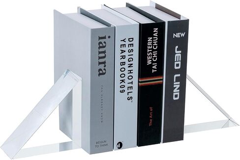 MyGift Premium Hotel Style Clear Thick Acrylic L-Shaped Bookends, Decorative Transparent Heavy Duty Non-Skid Book Stopper for Home Office School, 1 Pair in Saudi Arabia