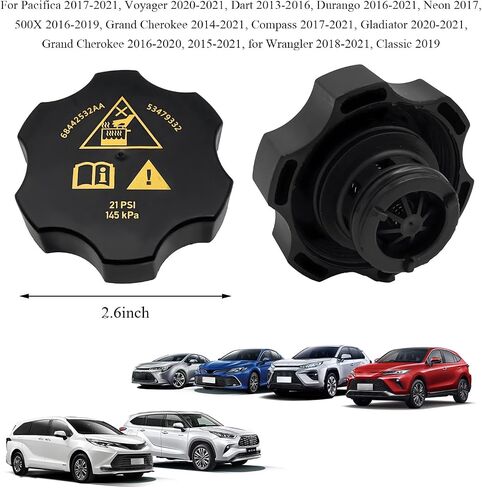 Car Radiator Coolant Reservoir Cap, 68442532AA Coolant Reservoir Recovery Cap Replaces 68249136AA 53479332, Radiator Coolant Reservoir Cover Fit Cherokee 1500 2014-2021 in Saudi Arabia