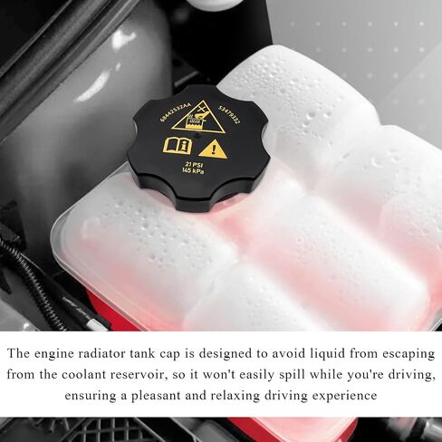 Car Radiator Coolant Reservoir Cap, 68442532AA Coolant Reservoir Recovery Cap Replaces 68249136AA 53479332, Radiator Coolant Reservoir Cover Fit Cherokee 1500 2014-2021 in Saudi Arabia