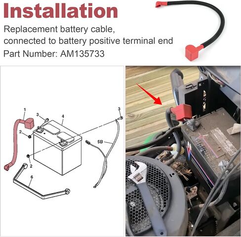 Lawn Mower Positive Battery Cable Compatible with John Deere Tractor X300 X300R X304 X320 X324 X340 X360 Select Series AM135733 in Saudi Arabia