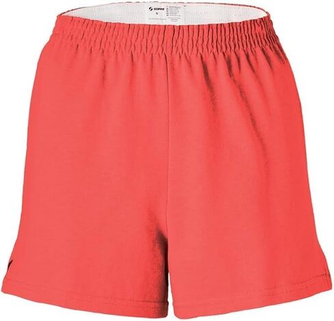 Soffe Girl's Junior Authentic Heaves Short - مزيج من القطن المريح ، لصالة الألعاب الرياضية ، الرقص ، حزام مرن ، نسيج ناعم ، مرجان ناري كبير in Saudi Arabia