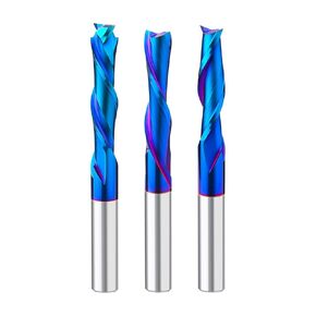 نقش الخشب باستخدام الحاسب الآلي نحت راوتر بت 1/4 عرقوب 15 درجة / 20 درجة / 30 درجة / 60 درجة / 90 درجة لقم نقش، 2 مزمار مستقيم CNC على شكل حرف V، أداة توجيه نقش مخروطية مطلية بالنانو الأزرق in Kuwait