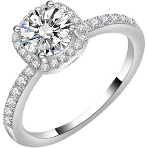 14K Gold 1Carat Diamond Women's Engagement Rings, Round Cut Diamond Ring, VVS1 D-Color, Promise Rings for Her in Saudi Arabia