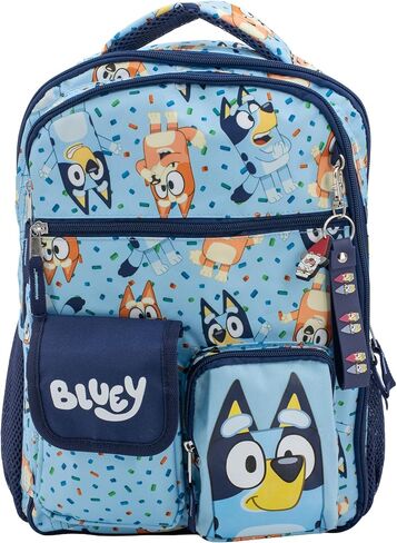 AI ACCESSORY INNOVATIONS Bluey & Bingo Backpack for Girls & Boys, Multi Pocket Bookbag with Adjustable Shoulder Straps & Padded Back, Blue in Saudi Arabia