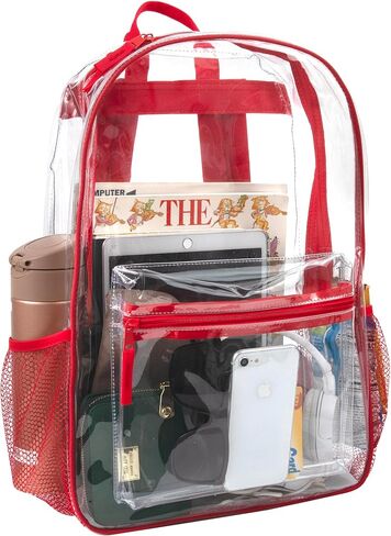 Trail Maker 24 Pack Bulk Clear Back Duty مع اللوازم المدرسية ، جيوب جانبية للأطفال ، الأولاد ، الفتيات ، المدرسة ، المعتمدة من الملعب (حزمة متعددة الألوان) in Saudi Arabia