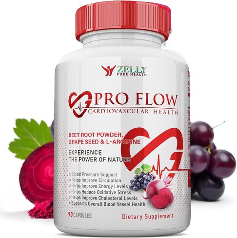 Pro Flow Circulation Support Supplement – 90 Beet Root Capsules with Grape Seed Extract, L-Arginine, Vitamins B12, beet root extract capsules, Blood Circulation Supplement - 90 Capsules in Saudi Arabia