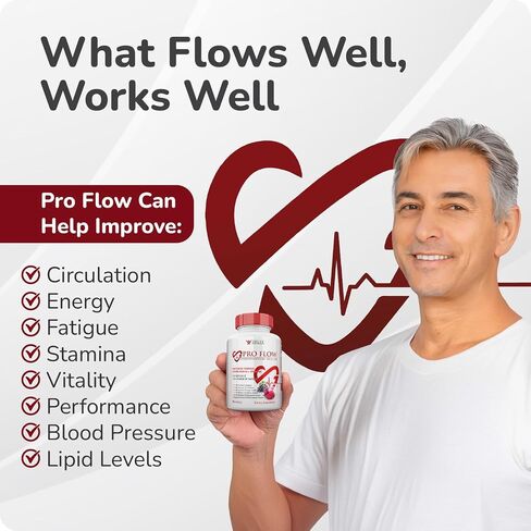 Pro Flow Circulation Support Supplement – 90 Beet Root Capsules with Grape Seed Extract, L-Arginine, Vitamins B12, beet root extract capsules, Blood Circulation Supplement - 90 Capsules in Saudi Arabia