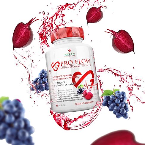 Pro Flow Circulation Support Supplement – 90 Beet Root Capsules with Grape Seed Extract, L-Arginine, Vitamins B12, beet root extract capsules, Blood Circulation Supplement - 90 Capsules in Saudi Arabia