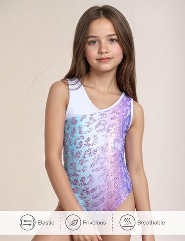 Gymnastics Leotards for Girls 4-Piece Outfit with Storage Bag Scrunchie & Shorts Set for Toddler/Kids 3-12 Years in Saudi Arabia