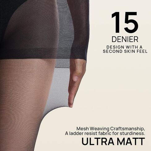 MANZI Sheer Pantyhose for Women 2 Pairs Translucent Tights 15 Denier in Saudi Arabia
