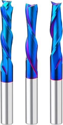 نقش الخشب باستخدام الحاسب الآلي نحت راوتر بت 1/4 عرقوب 15 درجة / 20 درجة / 30 درجة / 60 درجة / 90 درجة لقم نقش، 2 مزمار مستقيم CNC على شكل حرف V، أداة توجيه نقش مخروطية مطلية بالنانو الأزرق in Kuwait