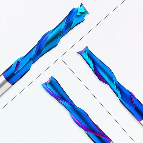 نقش الخشب باستخدام الحاسب الآلي نحت راوتر بت 1/4 عرقوب 15 درجة / 20 درجة / 30 درجة / 60 درجة / 90 درجة لقم نقش، 2 مزمار مستقيم CNC على شكل حرف V، أداة توجيه نقش مخروطية مطلية بالنانو الأزرق in Kuwait