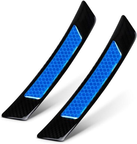 خط حقيقي للسيارات 2pcs عاكس السيارات - تقليم ألياف الكربون العاكسة لعجلة بئر الحاجز - إكسسوارات السيارات الخارجية ، وملحقات سيارات ألياف الكربون ، Universal (الأزرق) in Kuwait