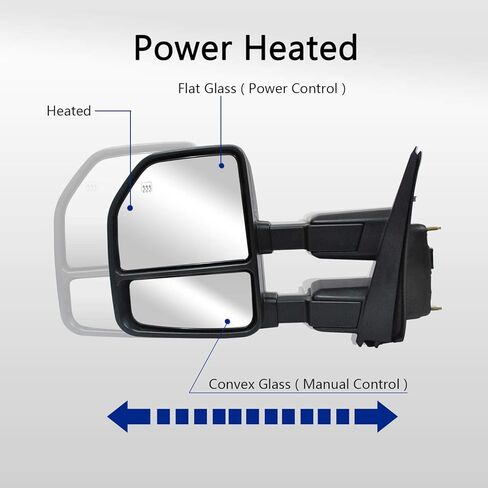 WLLW Passenger Right Side Towing Mirrors for 2017 2018 2019 2020 Ford F250 F350 F450 F550 Super Duty With Power, Heated, Temperature Sensor, Turn Signal Light, Spot Auxiliary Lamp Pickup Truck in Saudi Arabia