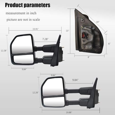 WLLW Passenger Right Side Towing Mirrors for 2017 2018 2019 2020 Ford F250 F350 F450 F550 Super Duty With Power, Heated, Temperature Sensor, Turn Signal Light, Spot Auxiliary Lamp Pickup Truck in Saudi Arabia