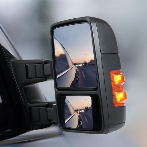VEVOR Towing Mirrors Fit for 2008-2016 Ford F250 F350 F450 F550 Super Duty Power Heated with Signal Light LED Arrow Signal Light, Plane & Convex Glass, Manual Controlling Telescoping Folding, Black in Saudi Arabia