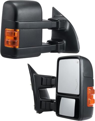 VEVOR Towing Mirrors Fit for 2008-2016 Ford F250 F350 F450 F550 Super Duty Power Heated with Signal Light LED Arrow Signal Light, Plane & Convex Glass, Manual Controlling Telescoping Folding, Black in Saudi Arabia