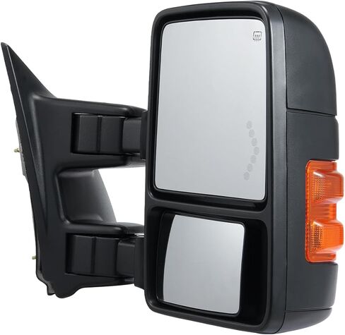 VEVOR Towing Mirrors Fit for 2008-2016 Ford F250 F350 F450 F550 Super Duty Power Heated with Signal Light LED Arrow Signal Light, Plane & Convex Glass, Manual Controlling Telescoping Folding, Black in Saudi Arabia