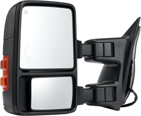 VEVOR Towing Mirrors Fit for 2008-2016 Ford F250 F350 F450 F550 Super Duty Power Heated with Signal Light LED Arrow Signal Light, Plane & Convex Glass, Manual Controlling Telescoping Folding, Black in Saudi Arabia