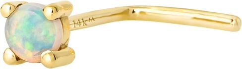 Jewelry Avalanche Solid 14K Gold Natural Opal L-Shape Nose Stud, 22G L-Bend, Australian Opal, Unisex Nostril Ring Stud in Saudi Arabia
