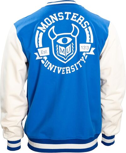Mad Engine Monsters University Varsity Jacket Blue and White Mu Logo Costumeen Costume Cosplay - Adult in Saudi Arabia