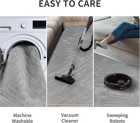 AMOAMI-Washable Area Rugs 5x7-Boho Beige Rugs for Living Room Machine Washable-3D Rugs for Bedroom-Non Slip Floor Rug-Moroccan Washable Rugs for Bedroom Dining Room in Kuwait